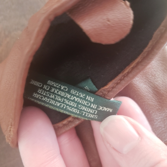 Ralph Lauren Leather Gloves, Size Medium - Picture 2 of 8